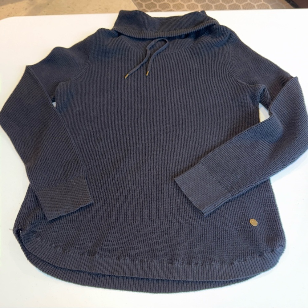 Lauren Ralph Lauren Cowl High Neck sweater womens Large Black Ribbed 100% Cotton